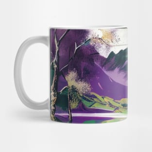 Purple and Green Duotone Mountain Lake Mug